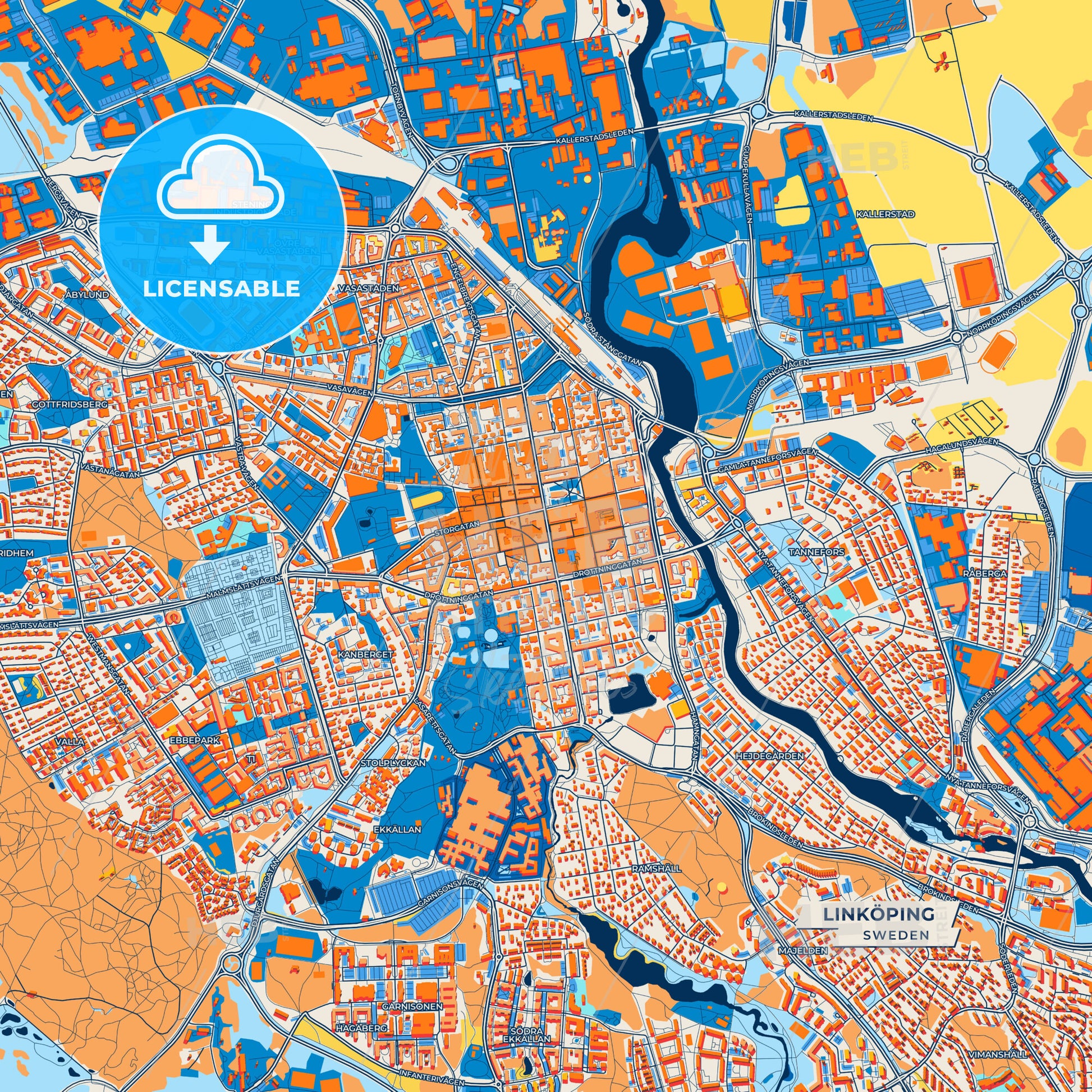 Canvas Print Template of Linköping Street Map