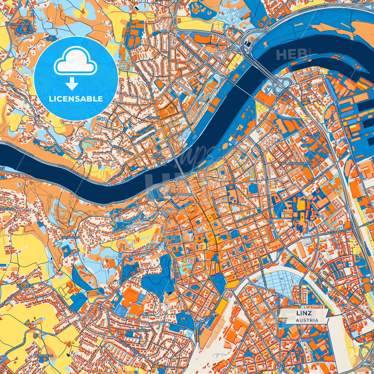 Canvas Print Template of Linz Street Map