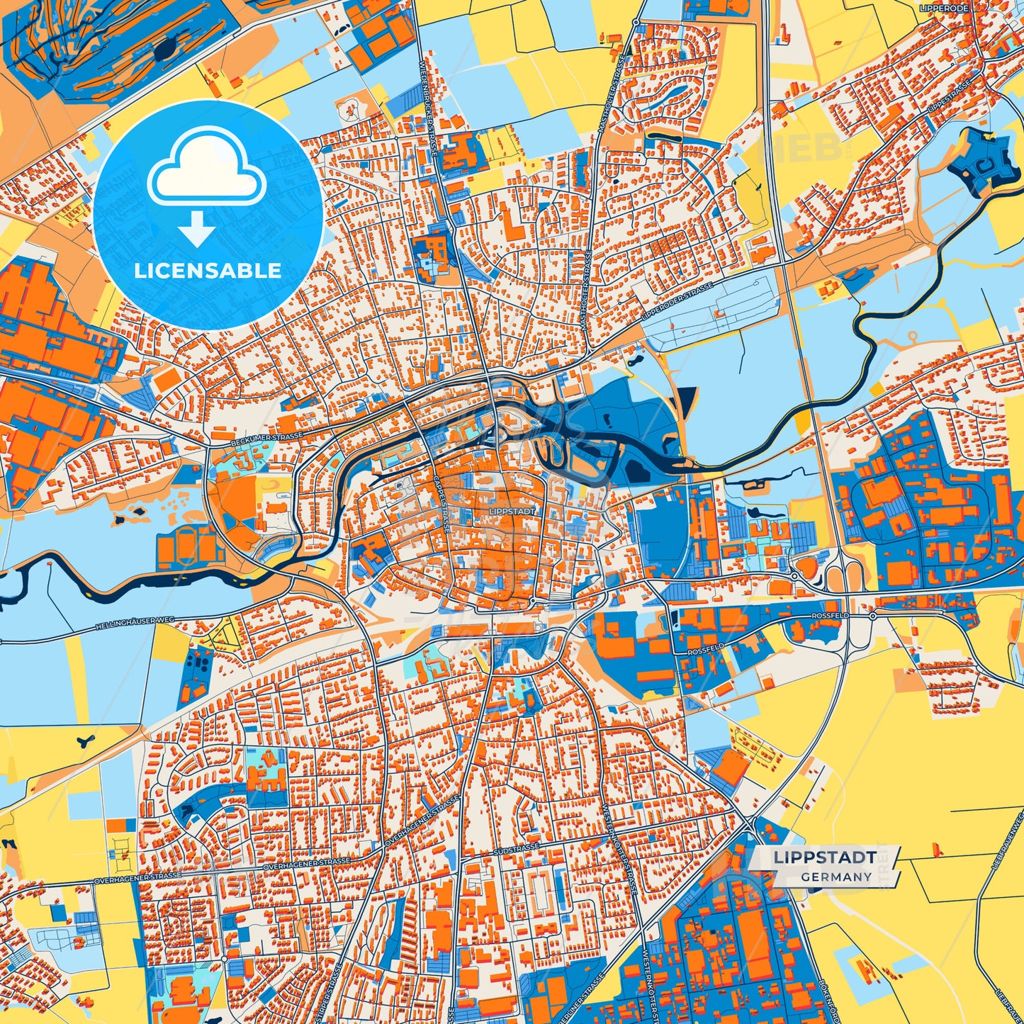 Canvas Print Template of Lippstadt Street Map