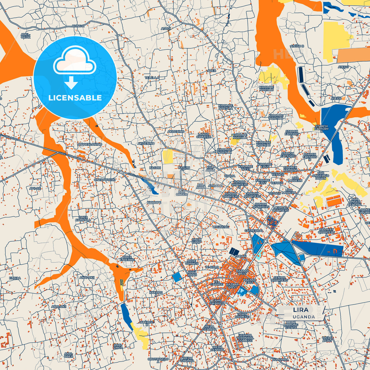 Canvas Print Template of Lira Street Map