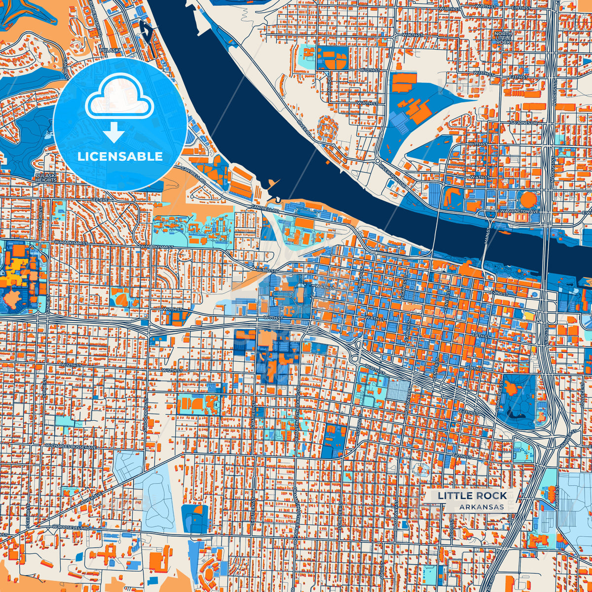 Canvas Print Template of Little Rock Street Map