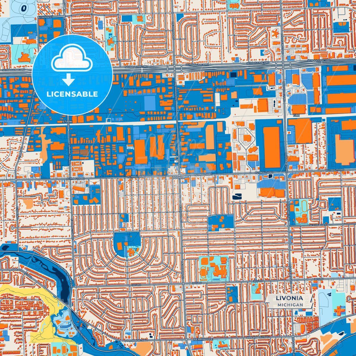 Canvas Print Template of Livonia Street Map