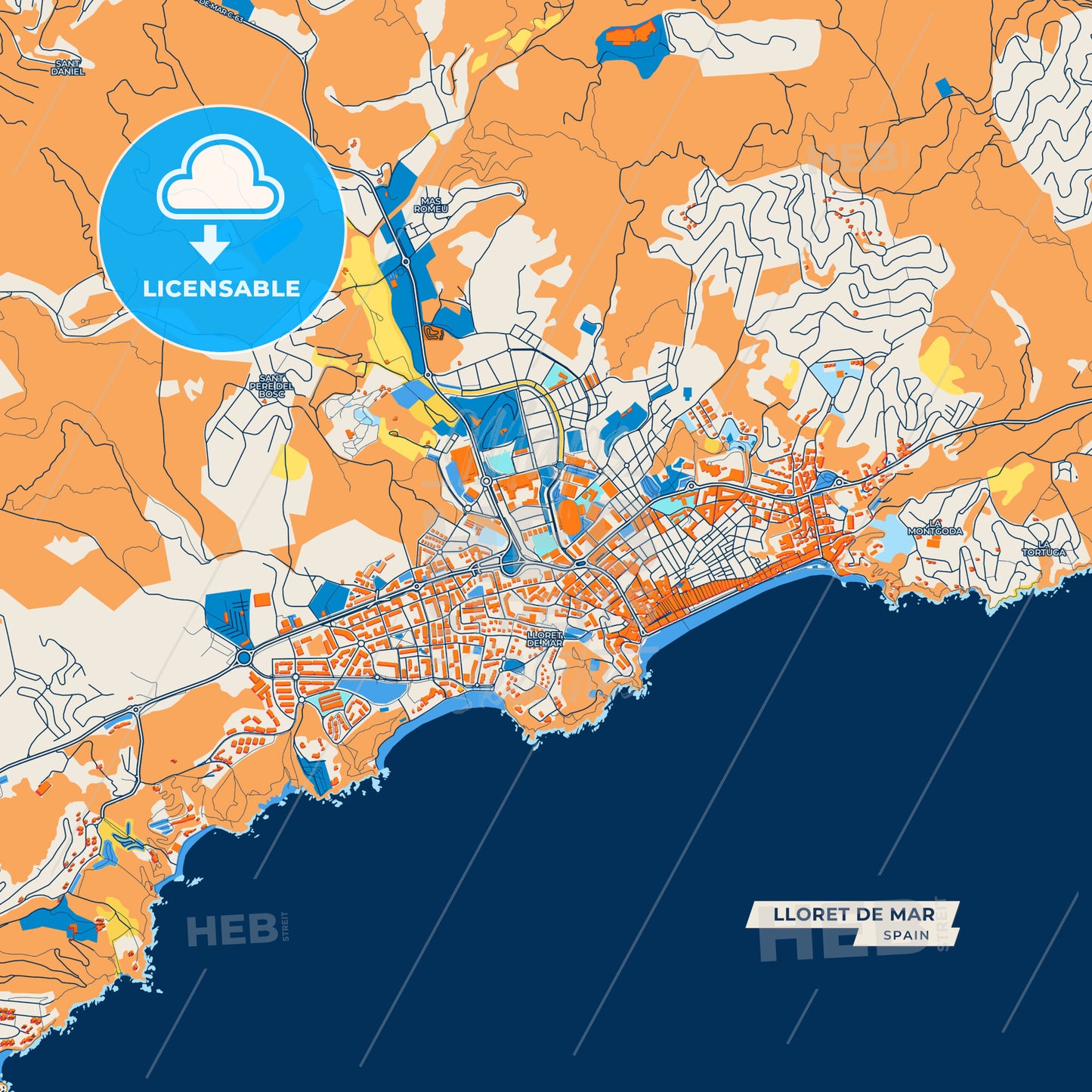 Canvas Print Template of Lloret de Mar Street Map