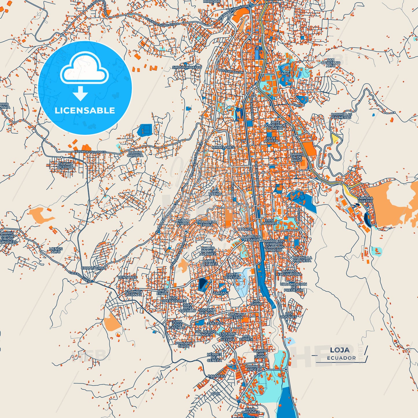 Canvas Print Template of Loja Street Map