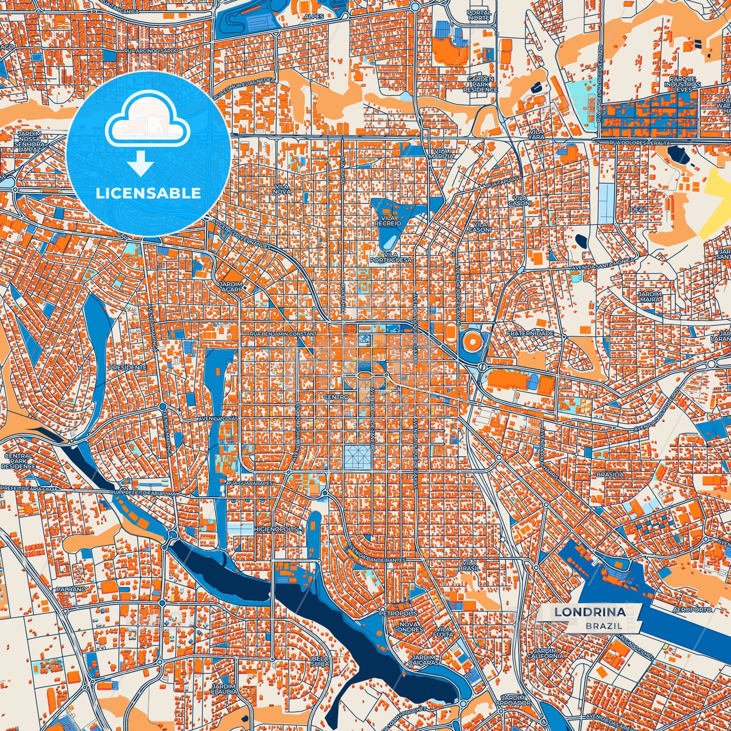 Canvas Print Template of Londrina Street Map