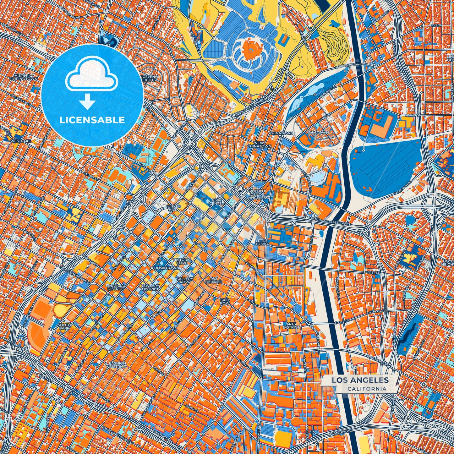 Canvas Print Template of Los Angeles Street Map