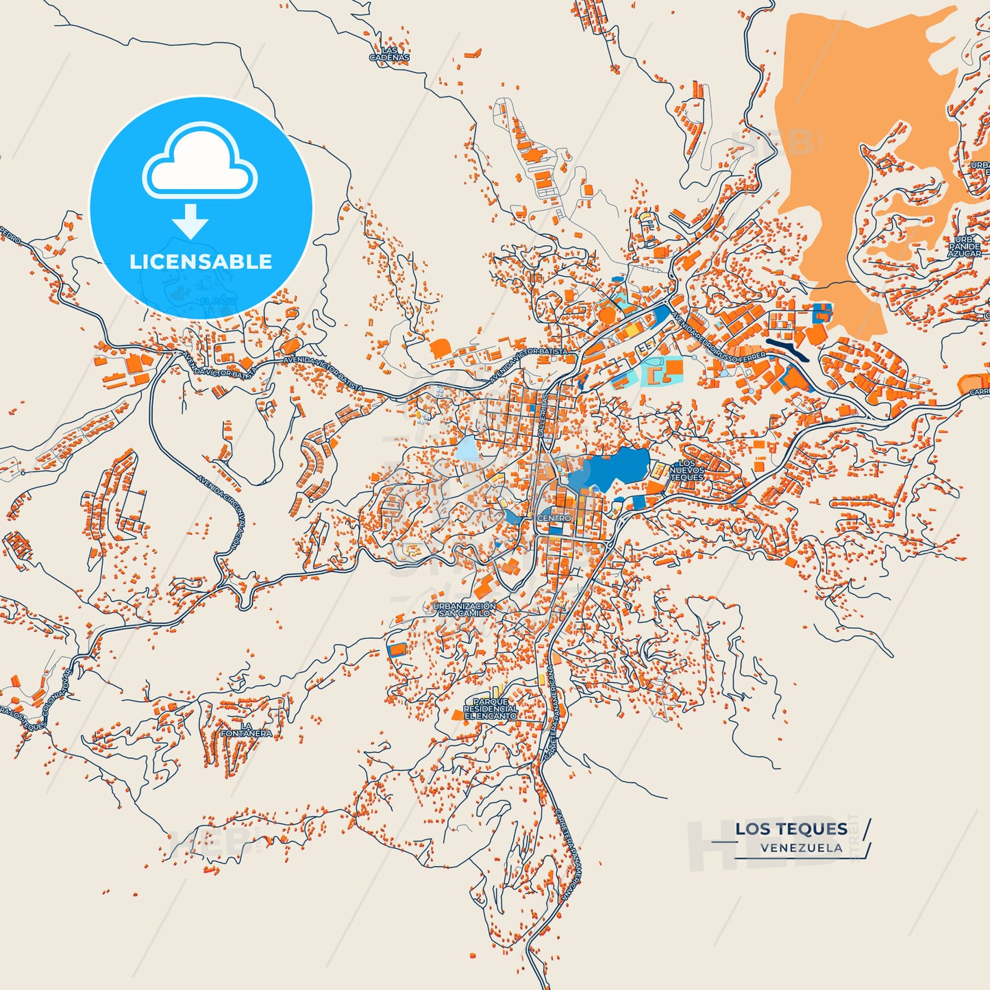 Canvas Print Template of Los Teques Street Map