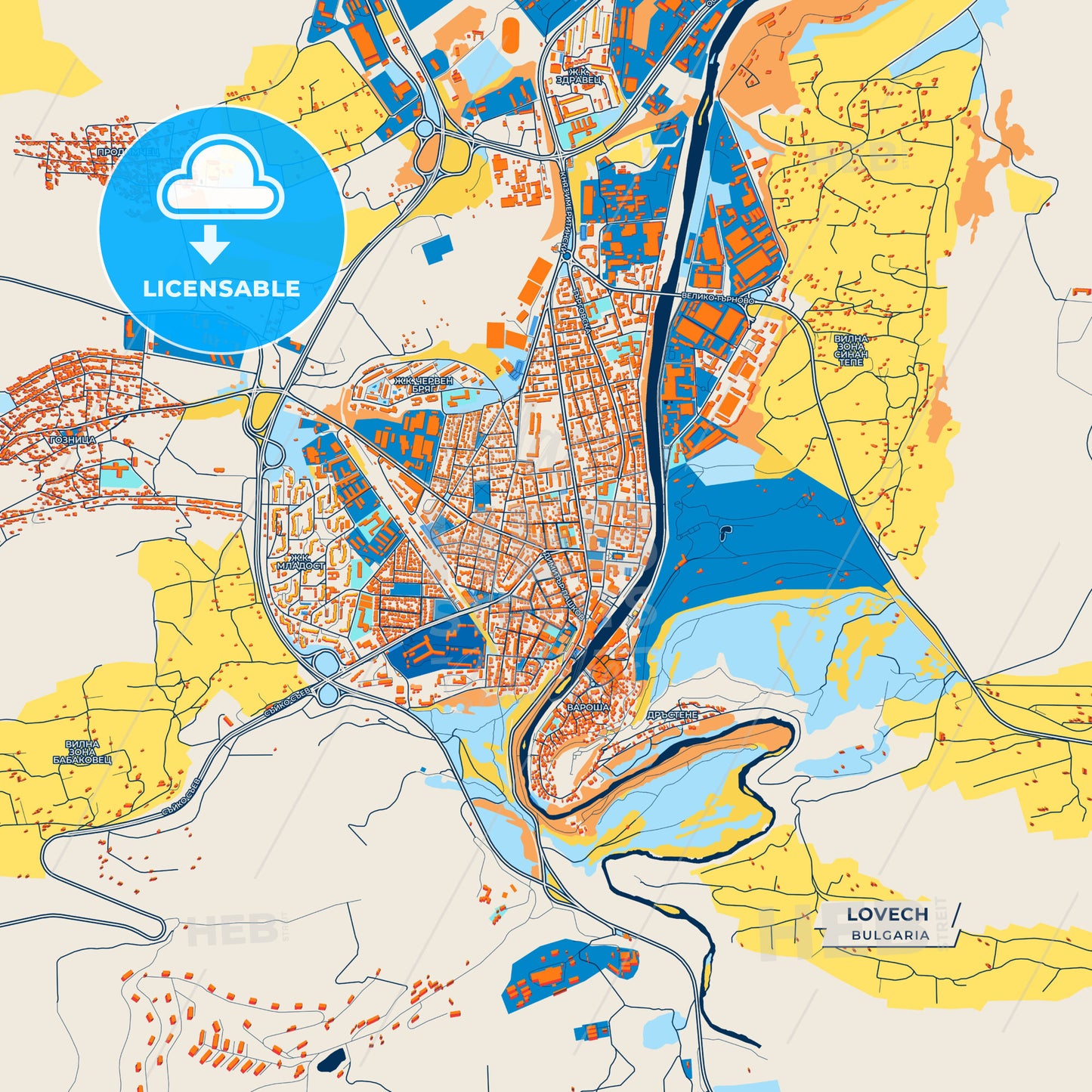 Canvas Print Template of Lovech Street Map
