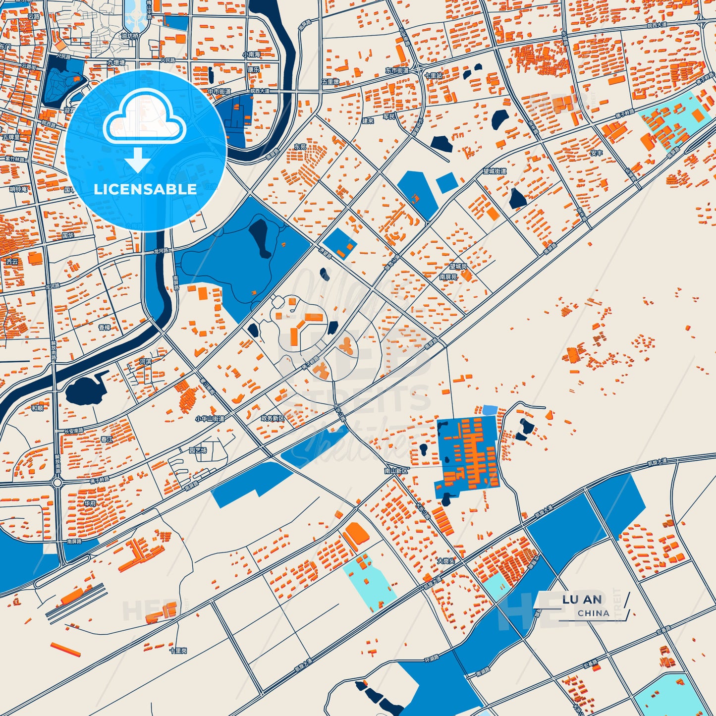 Canvas Print Template of Lu an Street Map