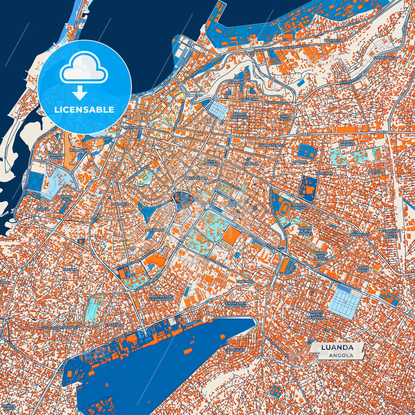 Canvas Print Template of Luanda Street Map