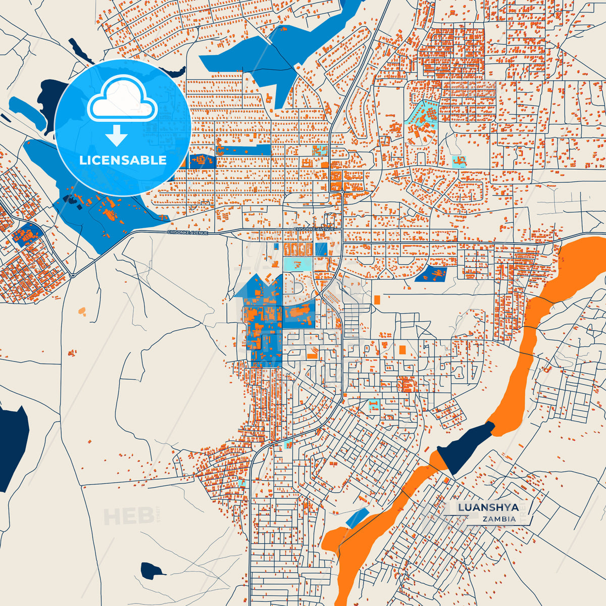 Canvas Print Template of Luanshya Street Map