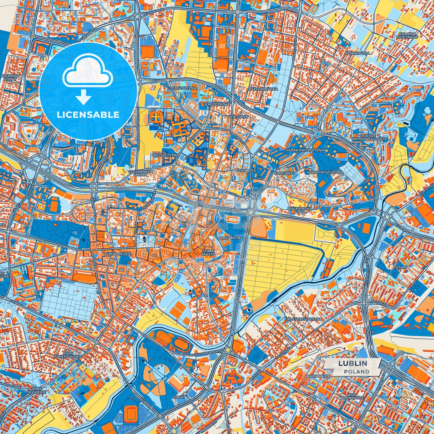 Canvas Print Template of Lublin Street Map