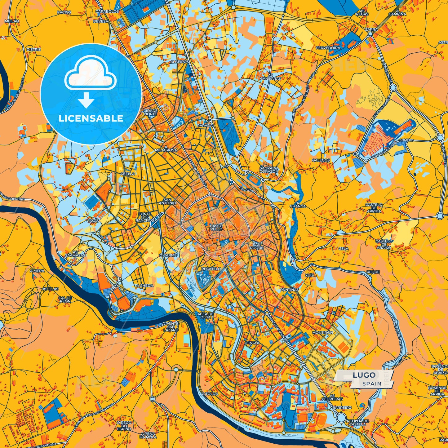 Canvas Print Template of Lugo Street Map