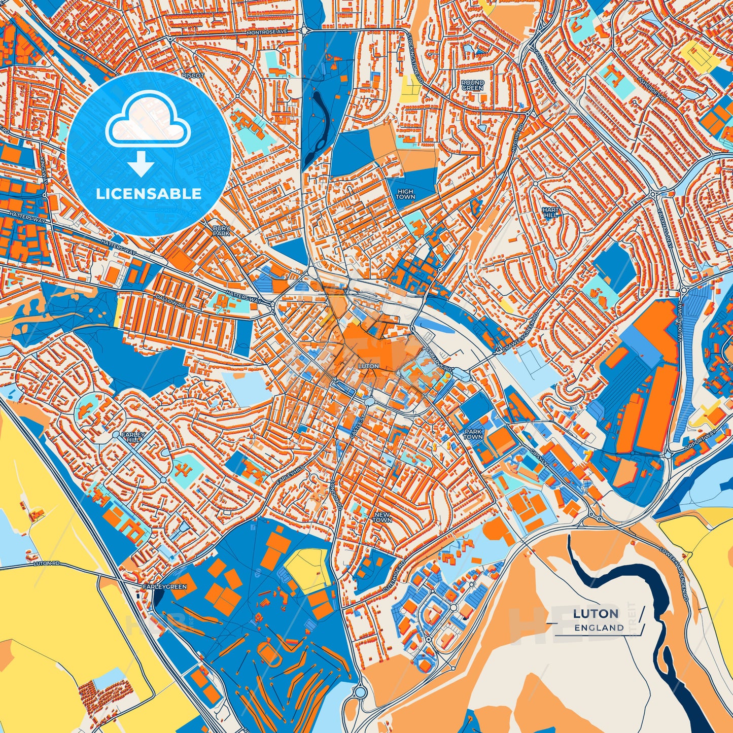 Canvas Print Template of Luton Street Map