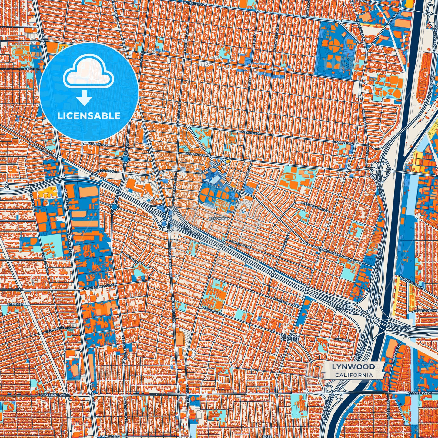 Canvas Print Template of Lynwood Street Map