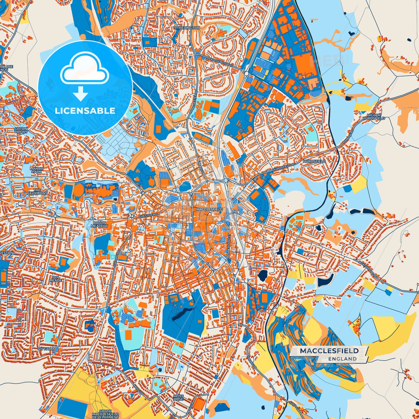 Canvas Print Template of Macclesfield Street Map