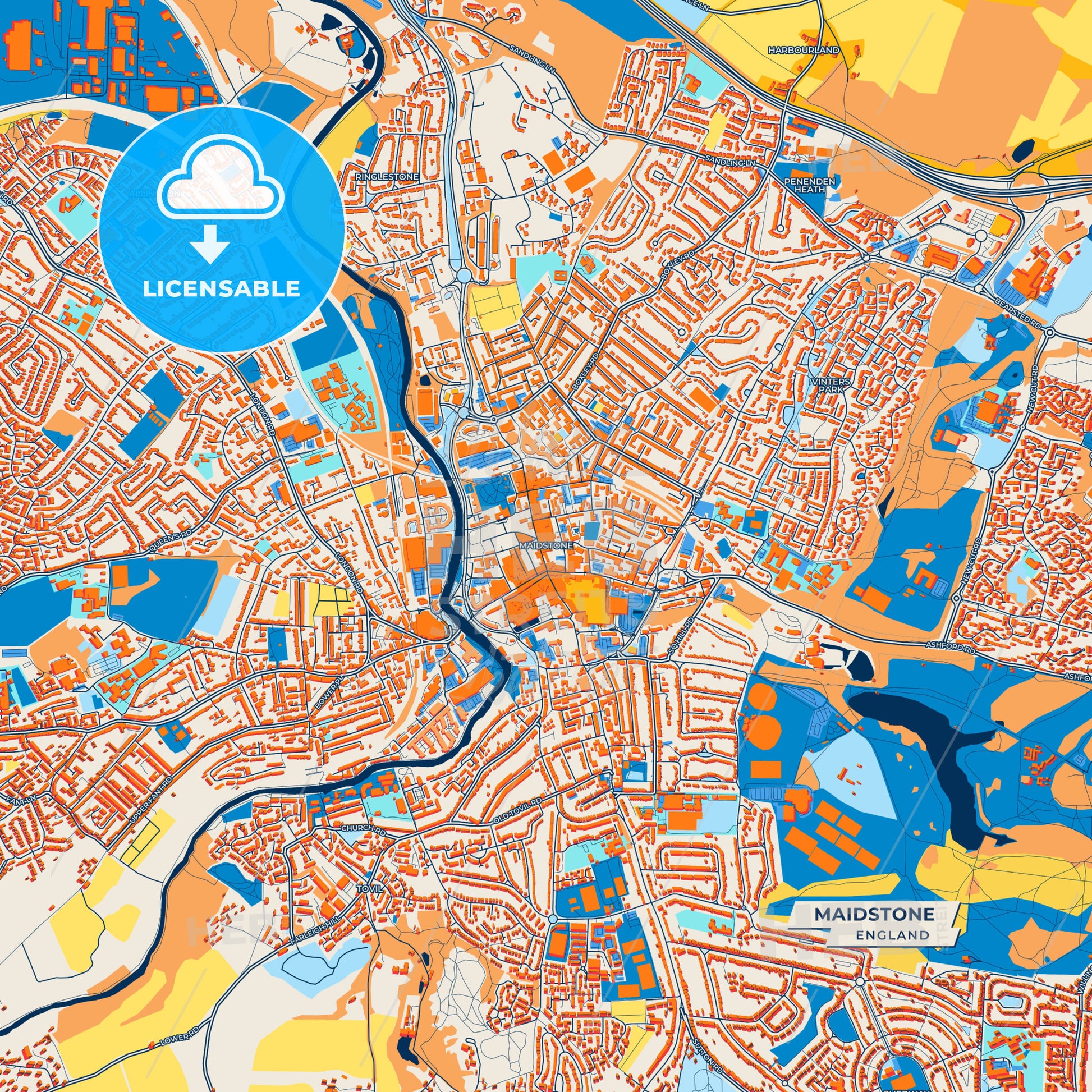 Canvas Print Template of Maidstone Street Map