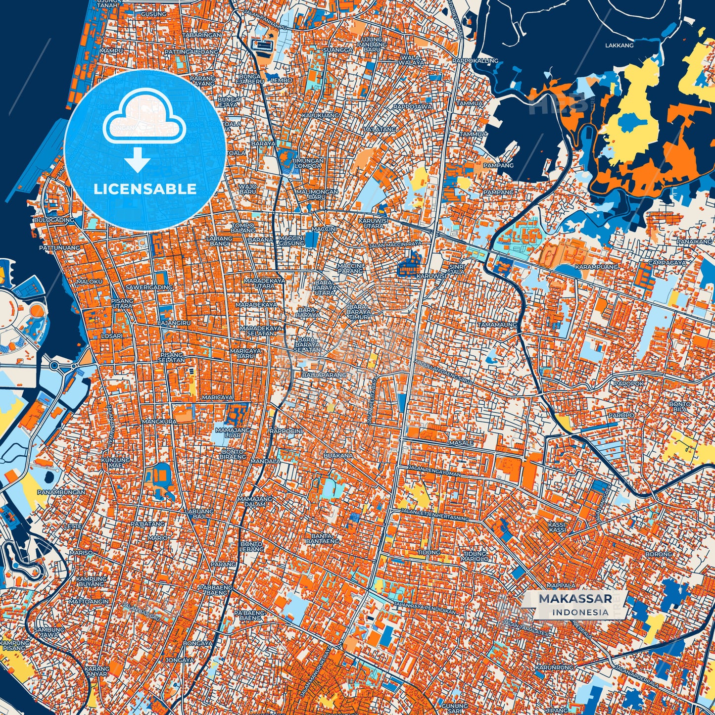 Canvas Print Template of Makassar Street Map