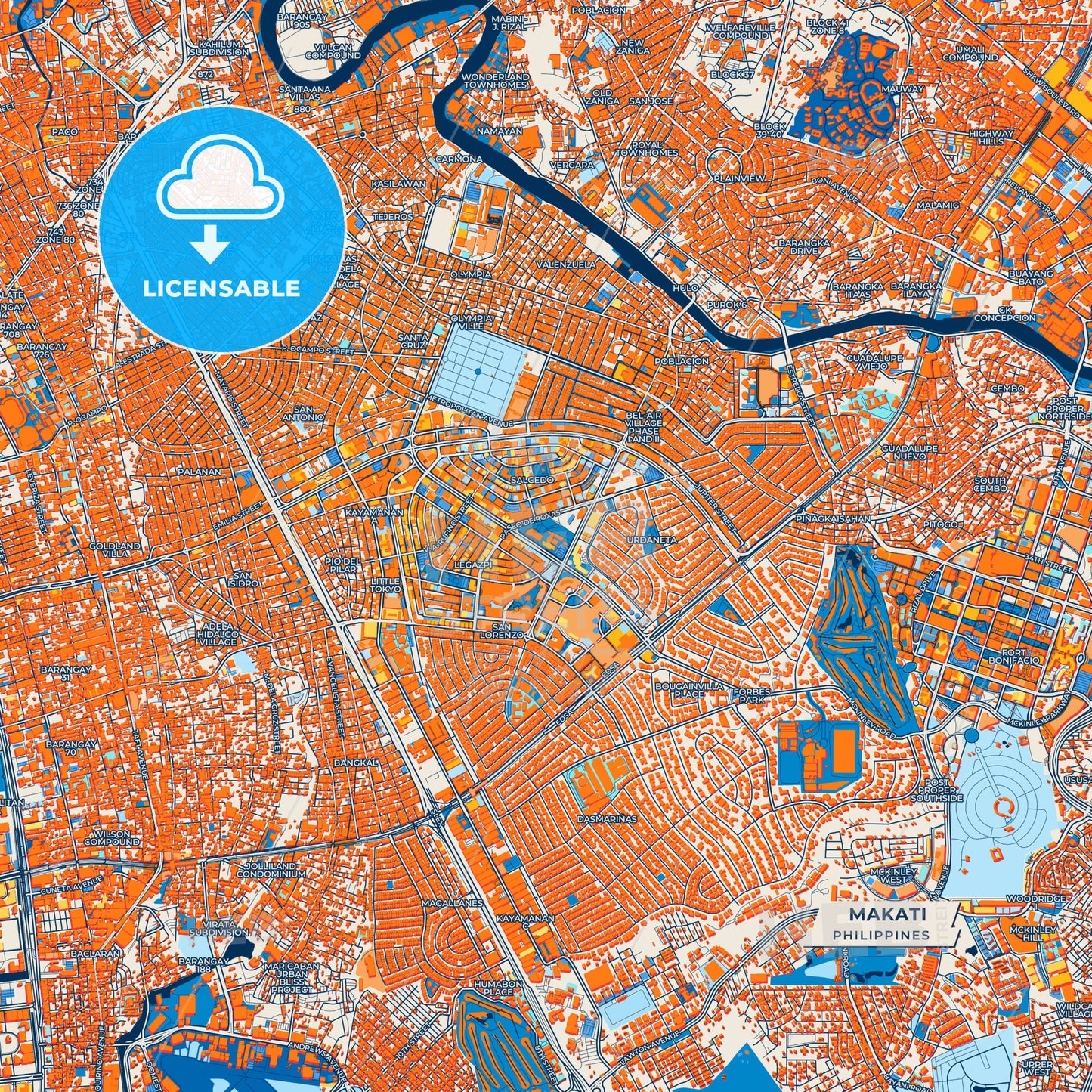 Canvas Print Template of Makati Street Map