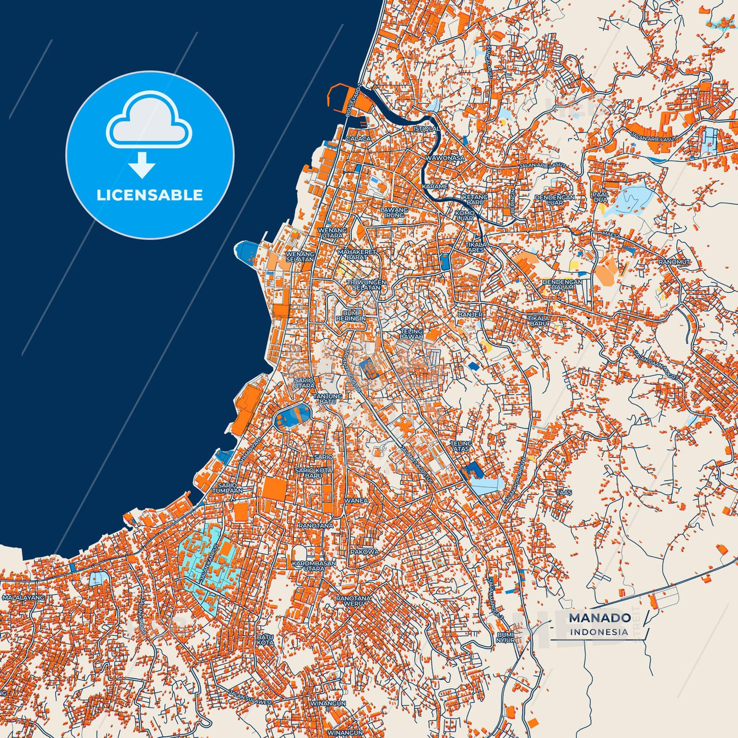Canvas Print Template of Manado Street Map
