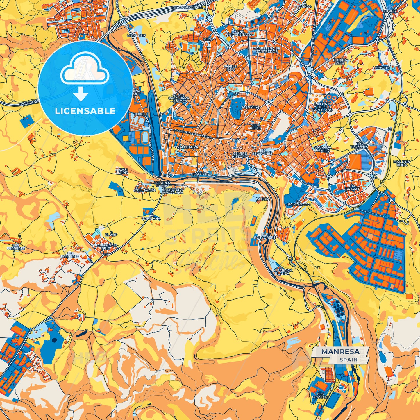 Canvas Print Template of Manresa Street Map