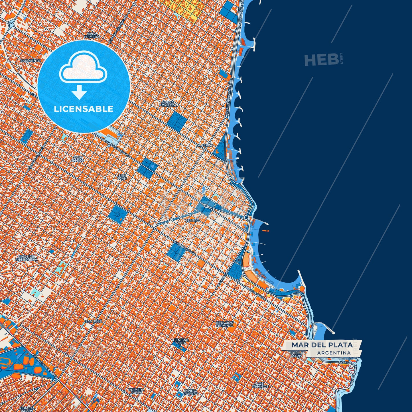 Canvas Print Template of Mar del Plata Street Map