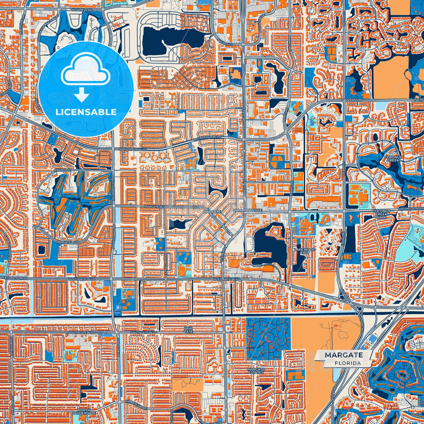 Canvas Print Template of Margate Street Map