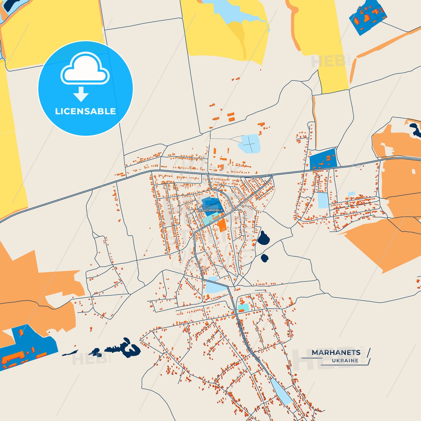 Canvas Print Template of Marhanets Street Map