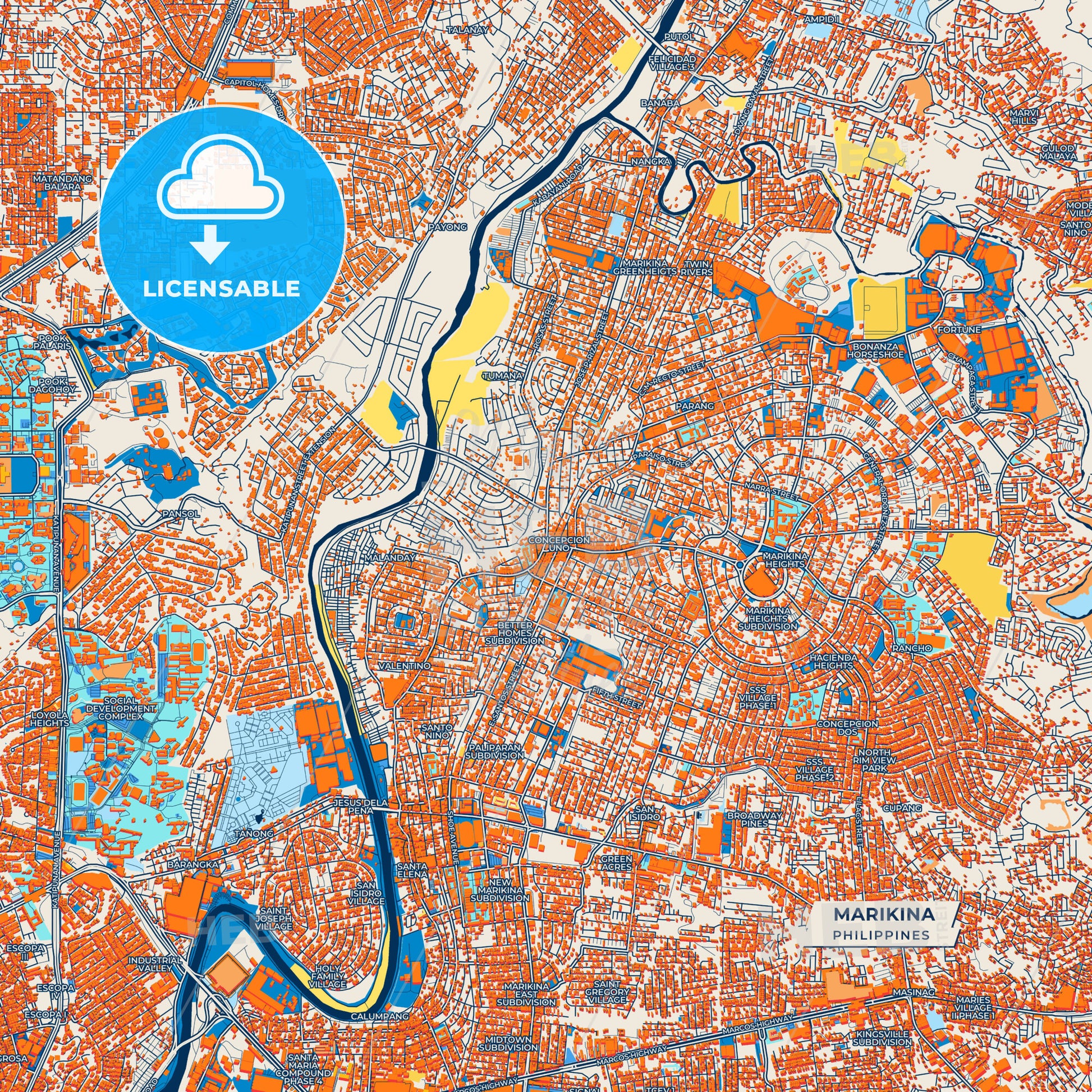 Canvas Print Template of Marikina Street Map