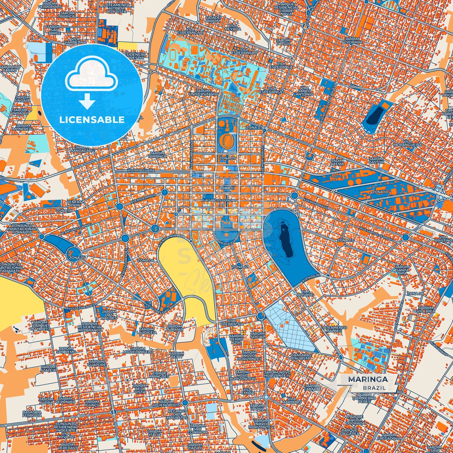 Canvas Print Template of Maringa Street Map