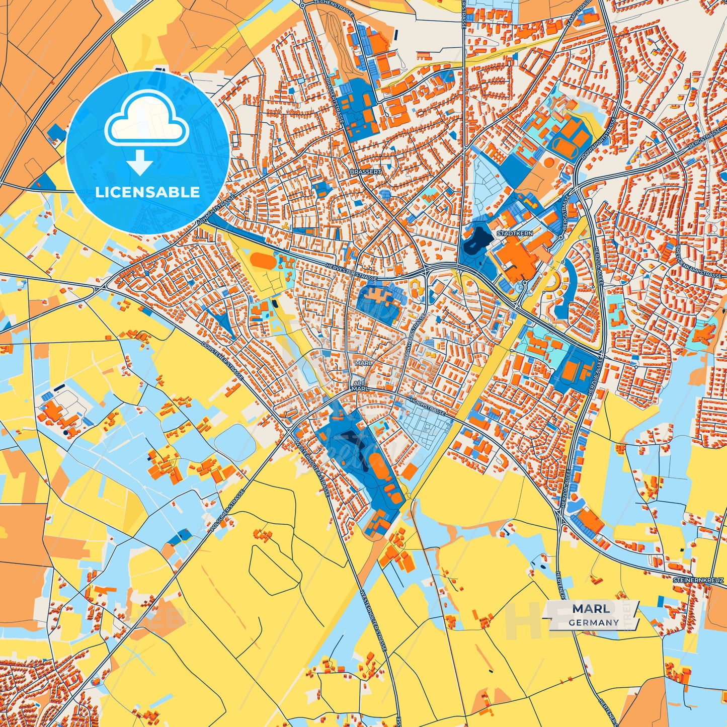Canvas Print Template of Marl Street Map