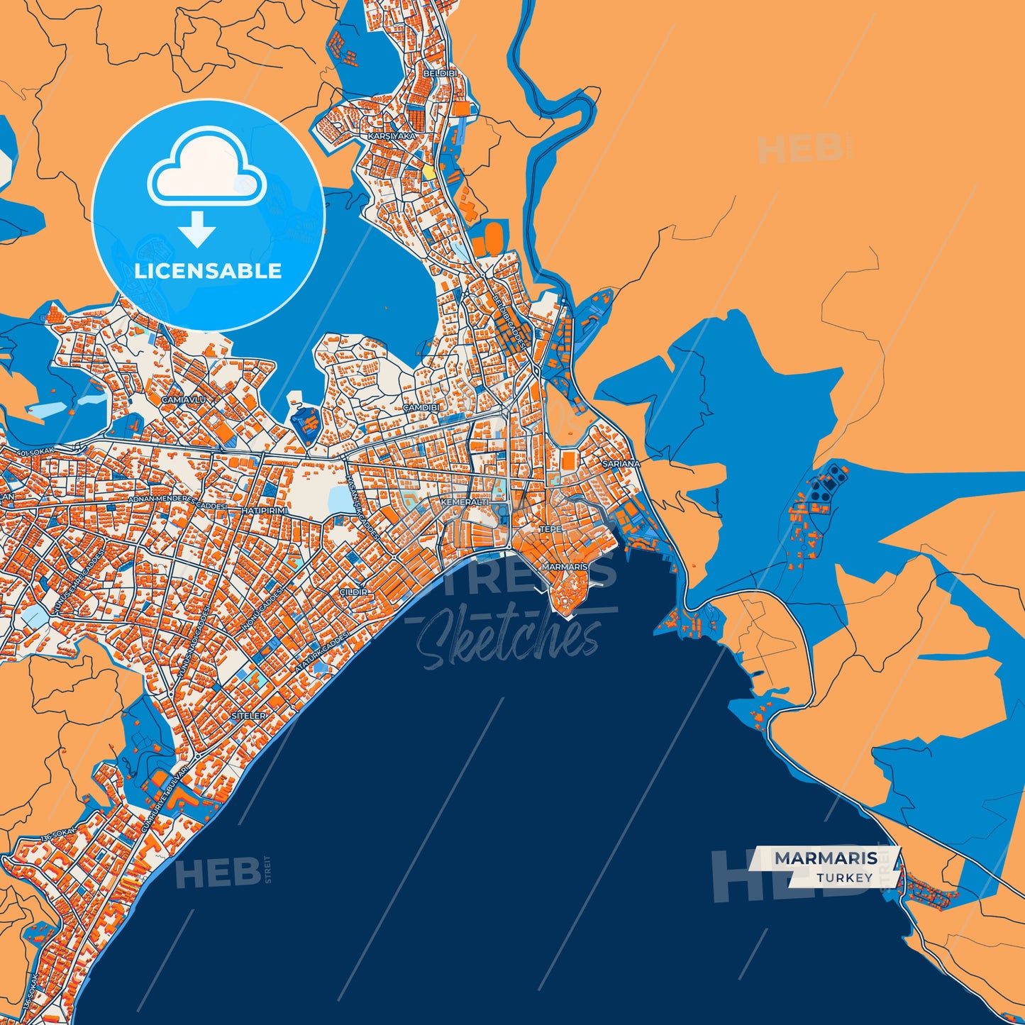 Canvas Print Template of Marmaris Street Map