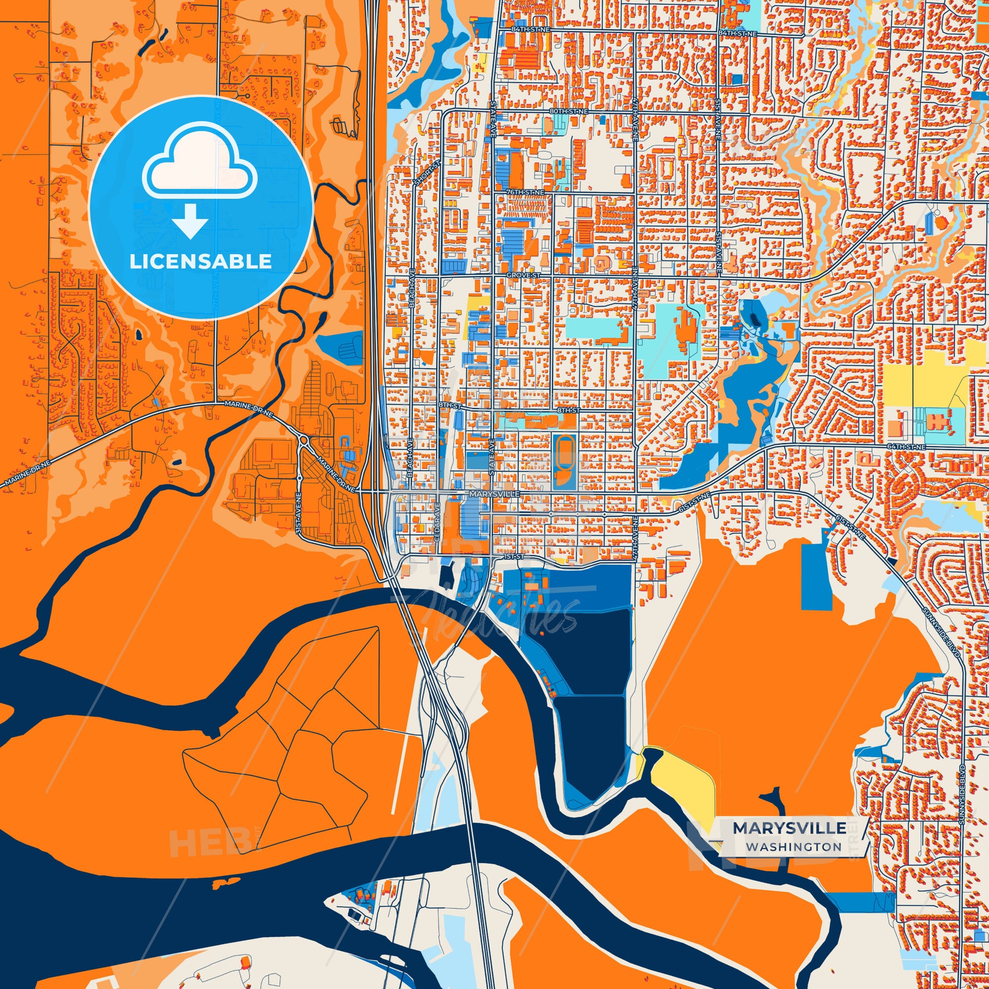 Canvas Print Template of Marysville Street Map