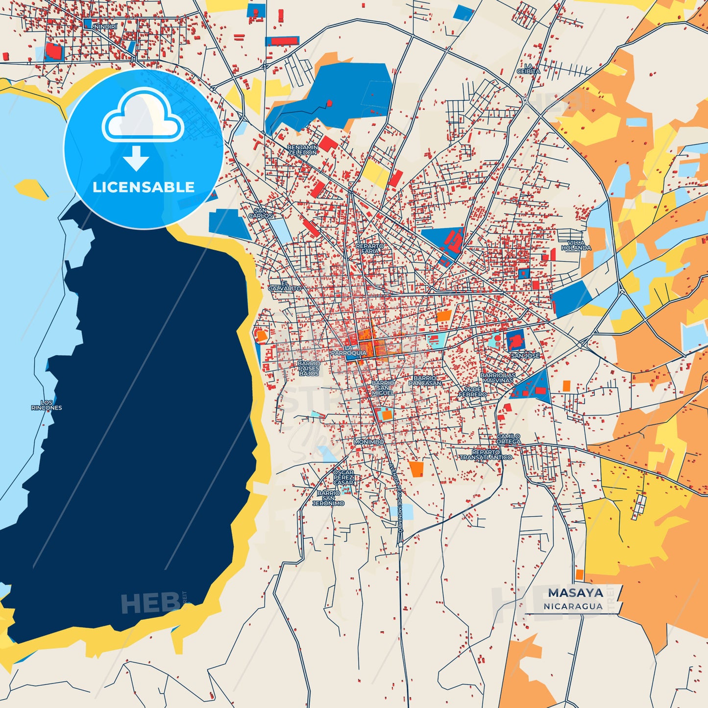 Canvas Print Template of Masaya Street Map