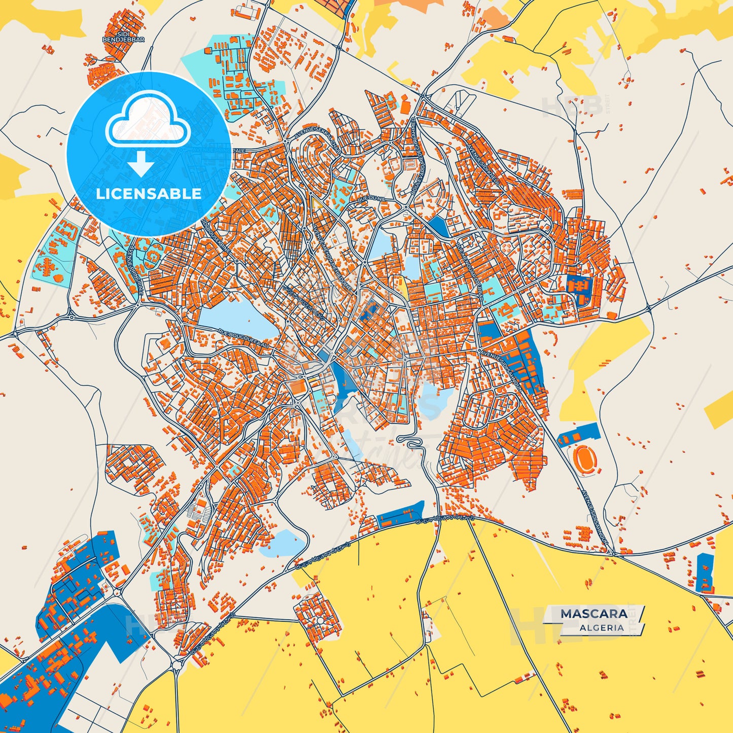 Canvas Print Template of Mascara Street Map