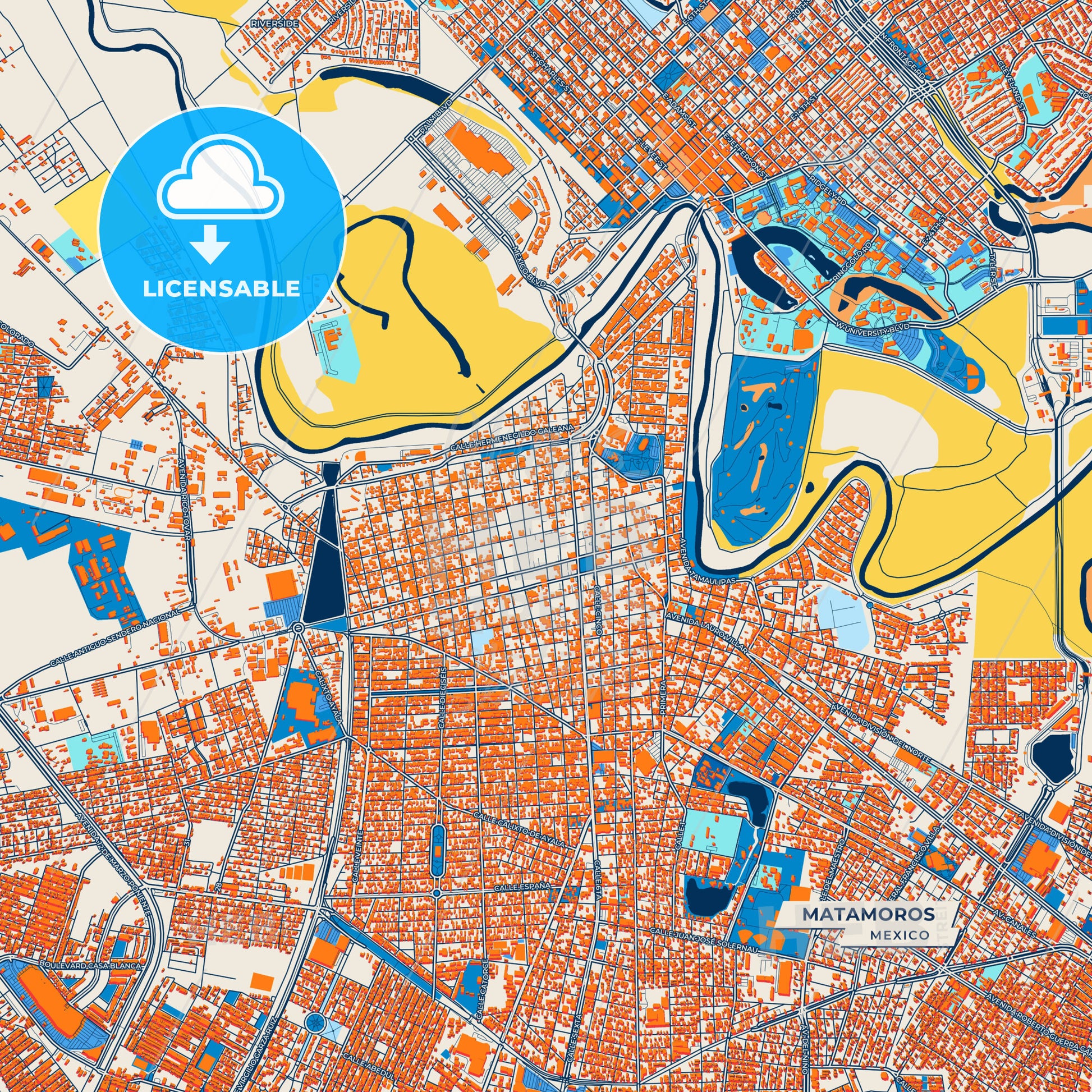 Canvas Print Template of Matamoros Street Map