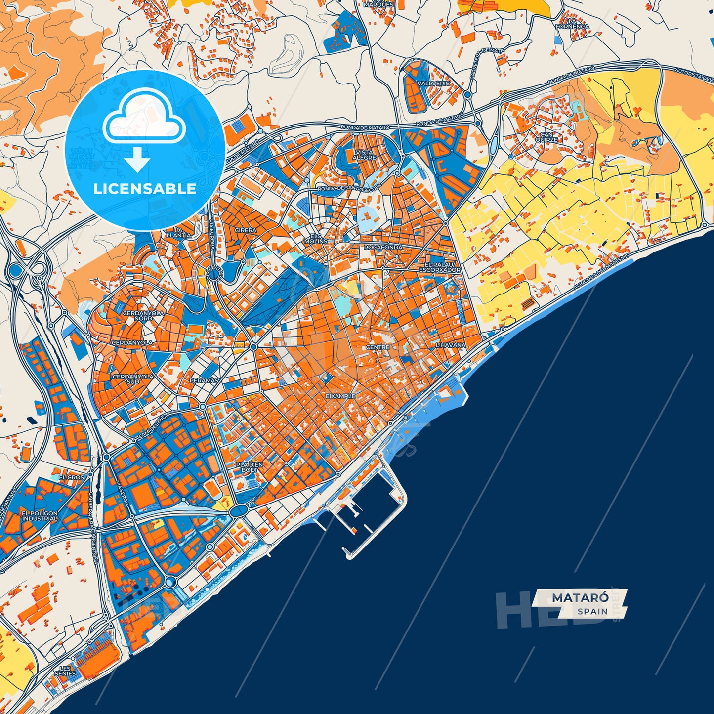 Canvas Print Template of Mataró Street Map