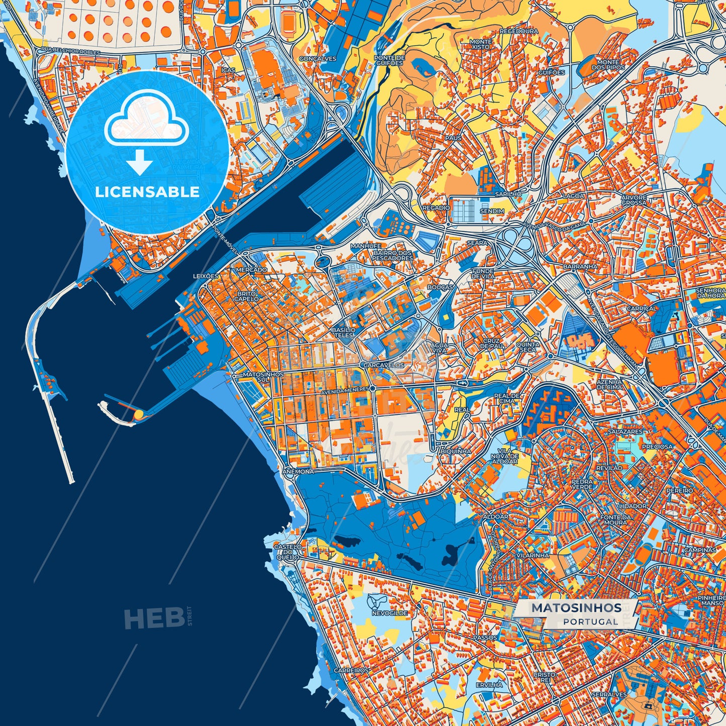 Canvas Print Template of Matosinhos Street Map