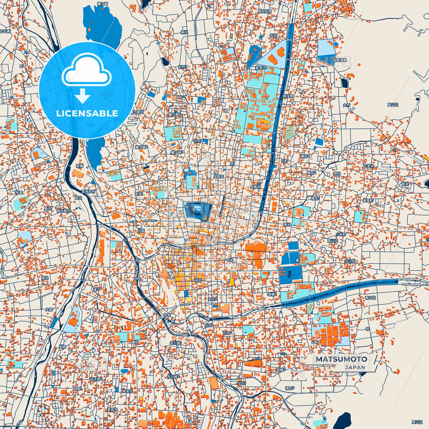 Canvas Print Template of Matsumoto Street Map