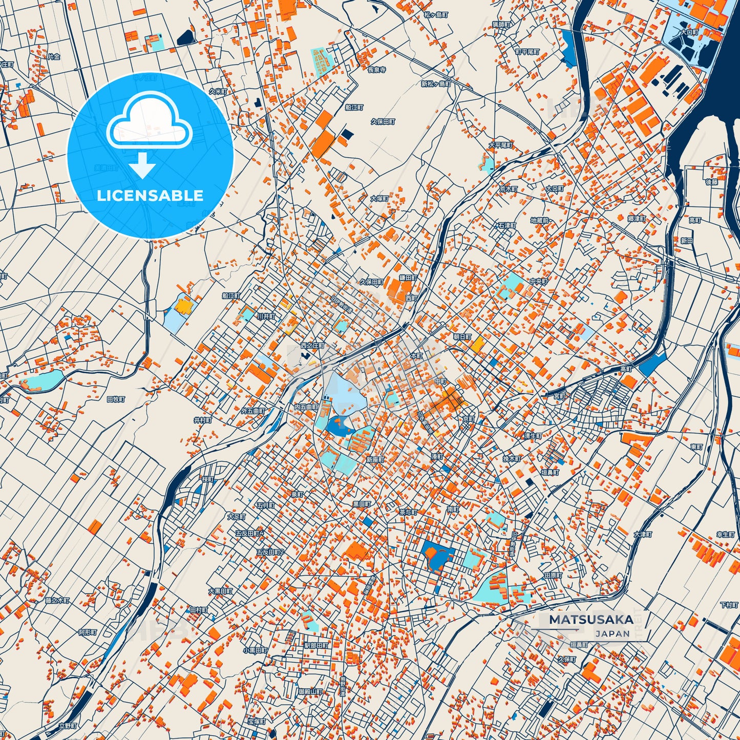 Canvas Print Template of Matsusaka Street Map