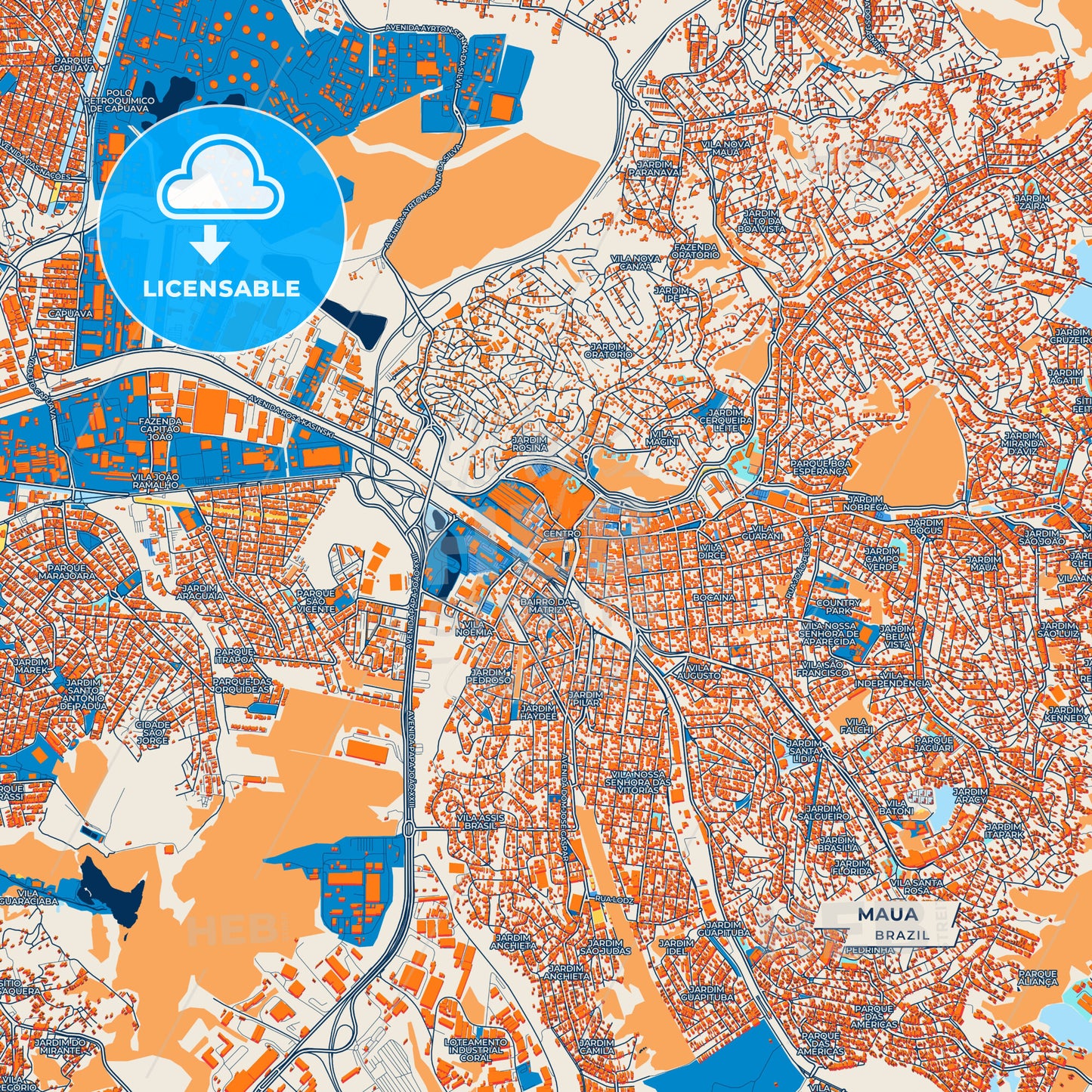 Canvas Print Template of Maua Street Map