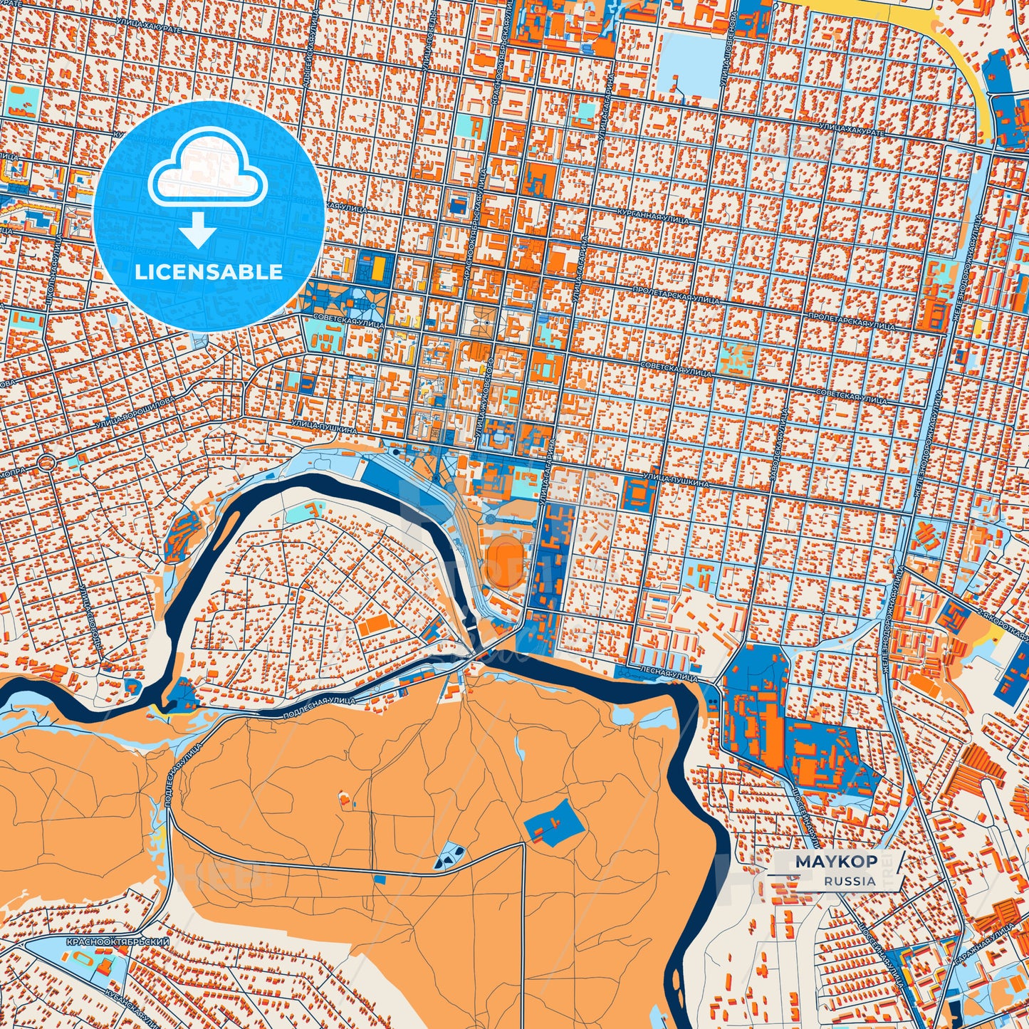 Canvas Print Template of Maykop Street Map