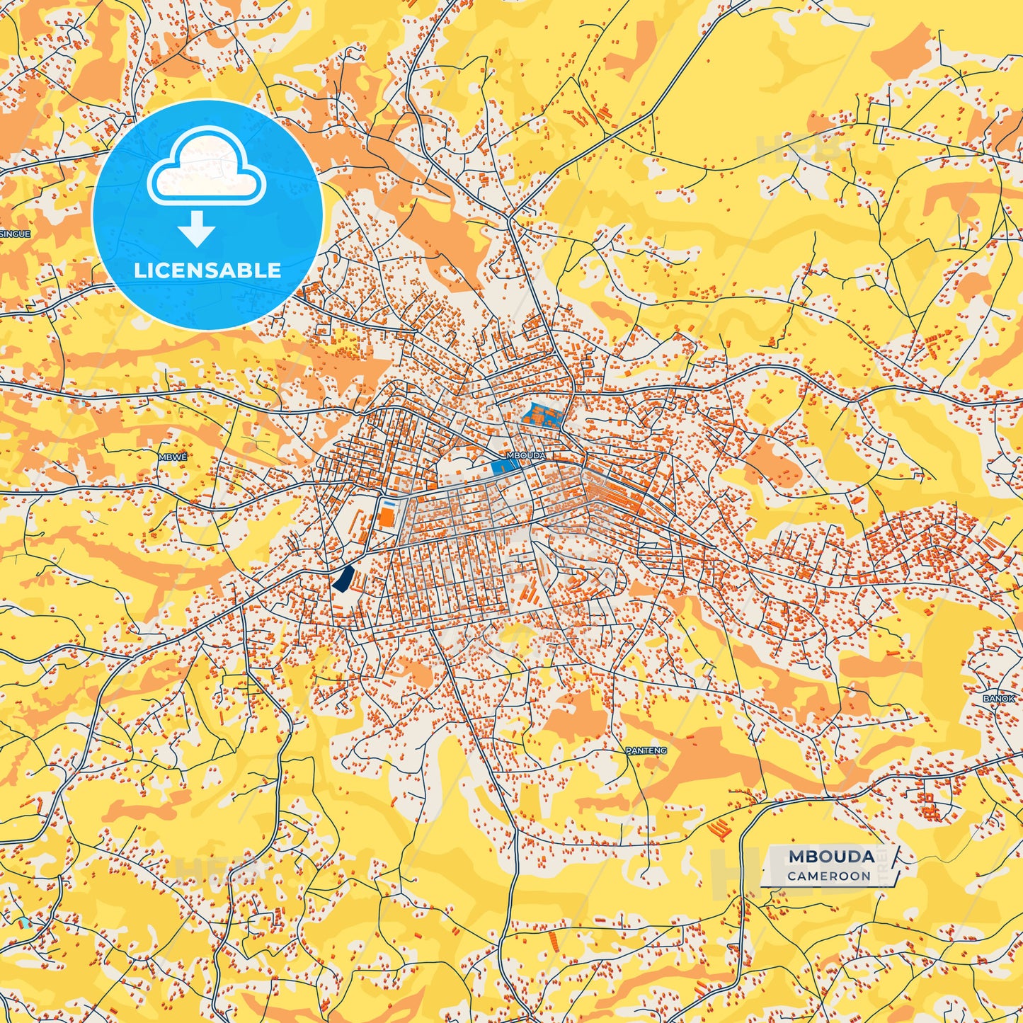 Canvas Print Template of Mbouda Street Map