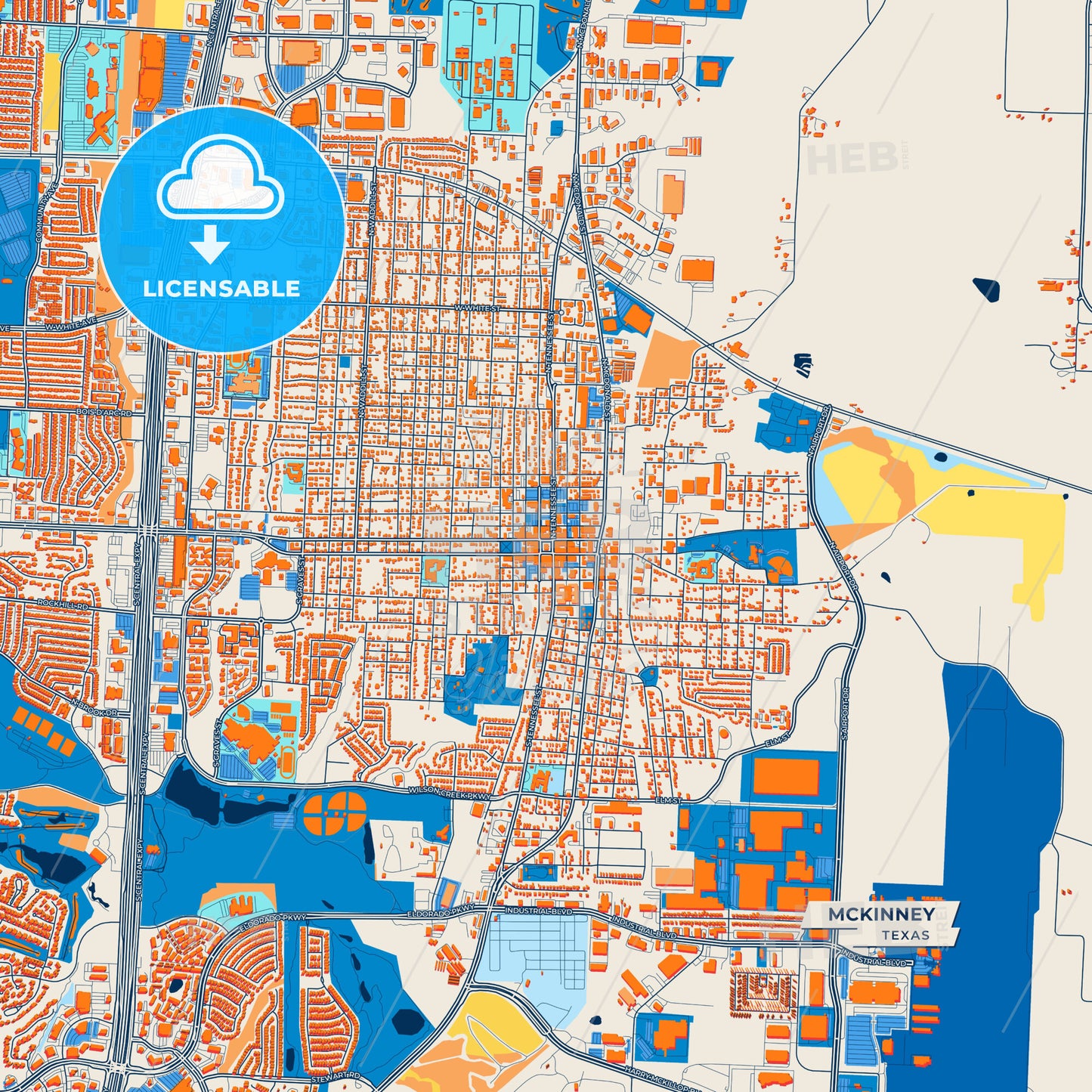 Canvas Print Template of McKinney Street Map