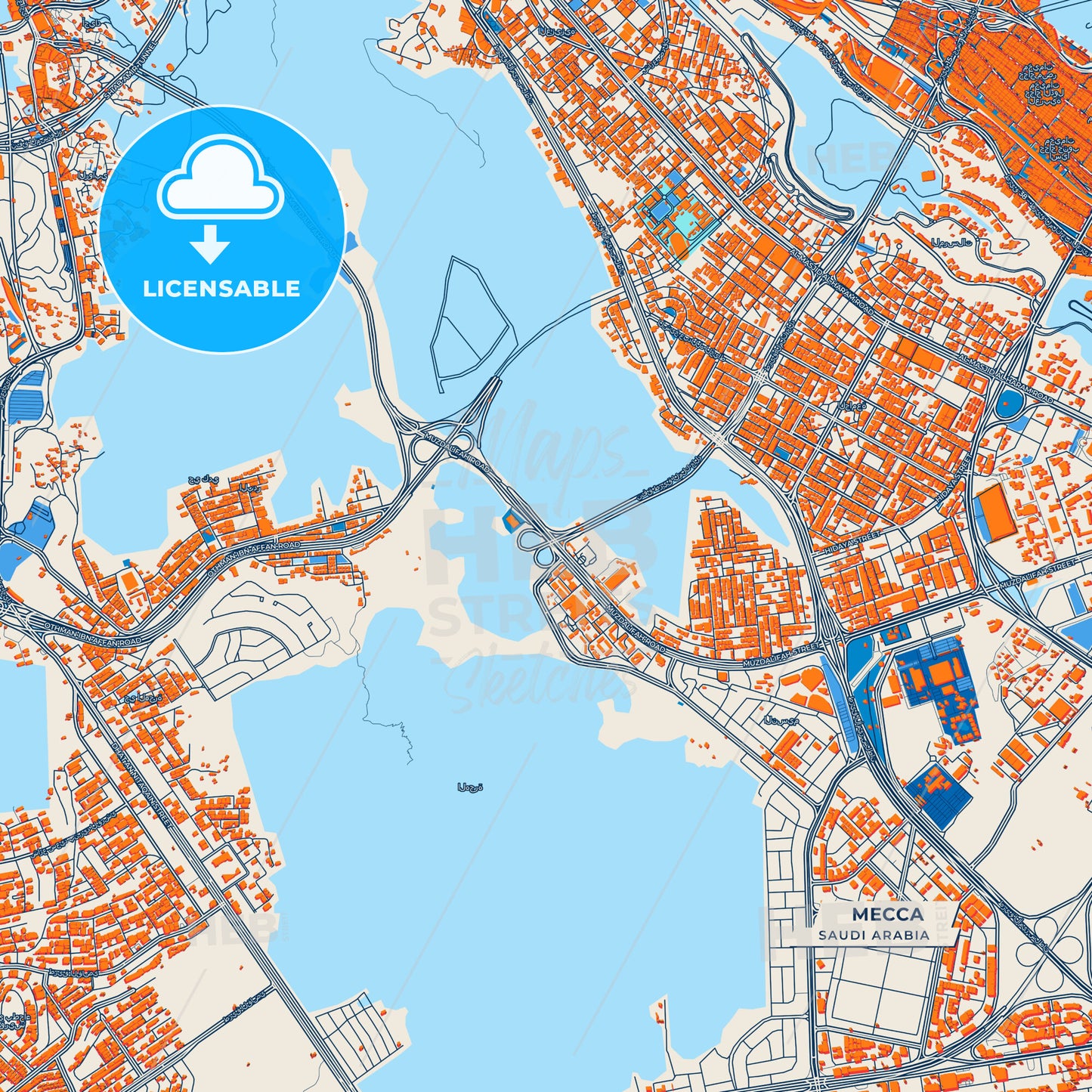 Canvas Print Template of Mecca Street Map