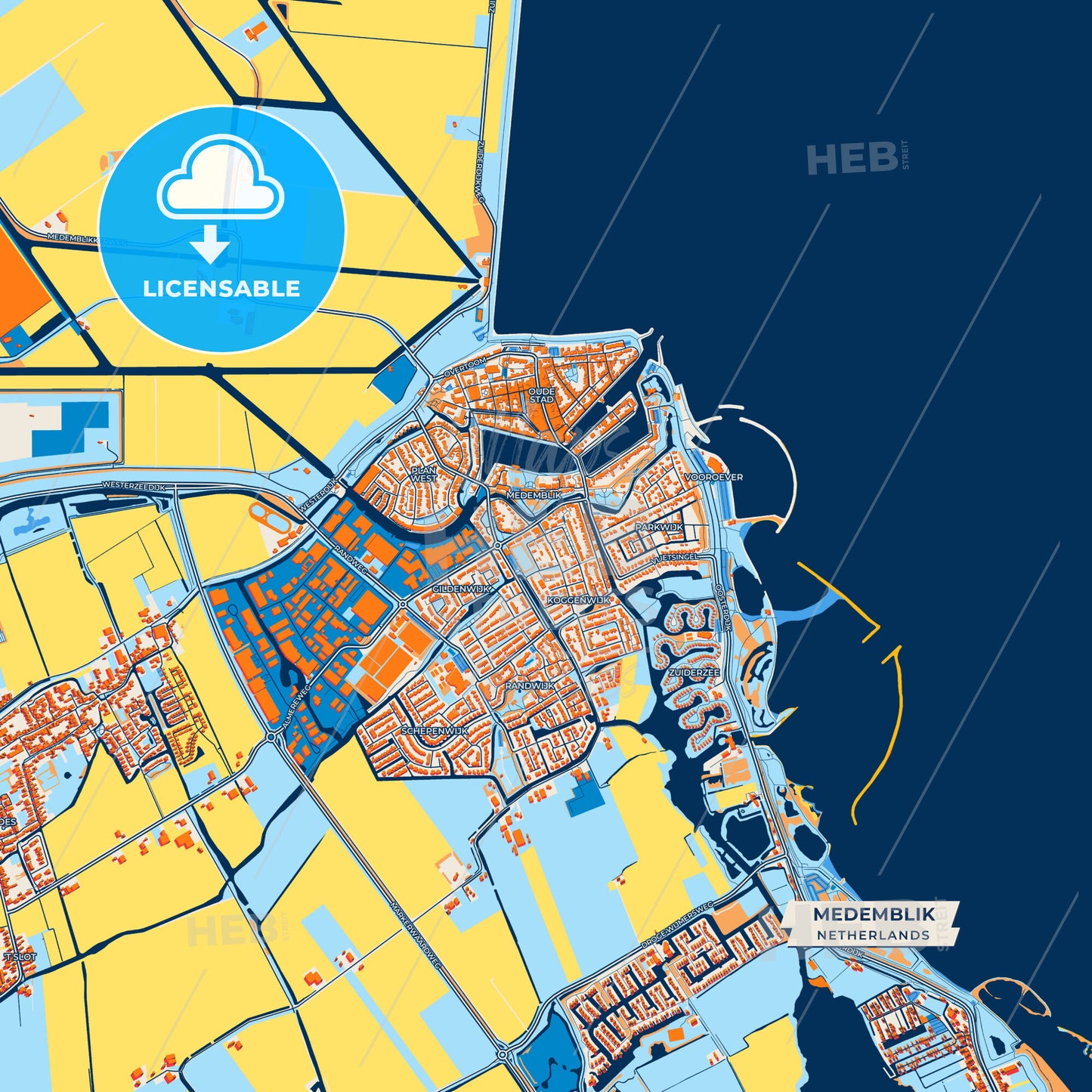 Canvas Print Template of Medemblik Street Map