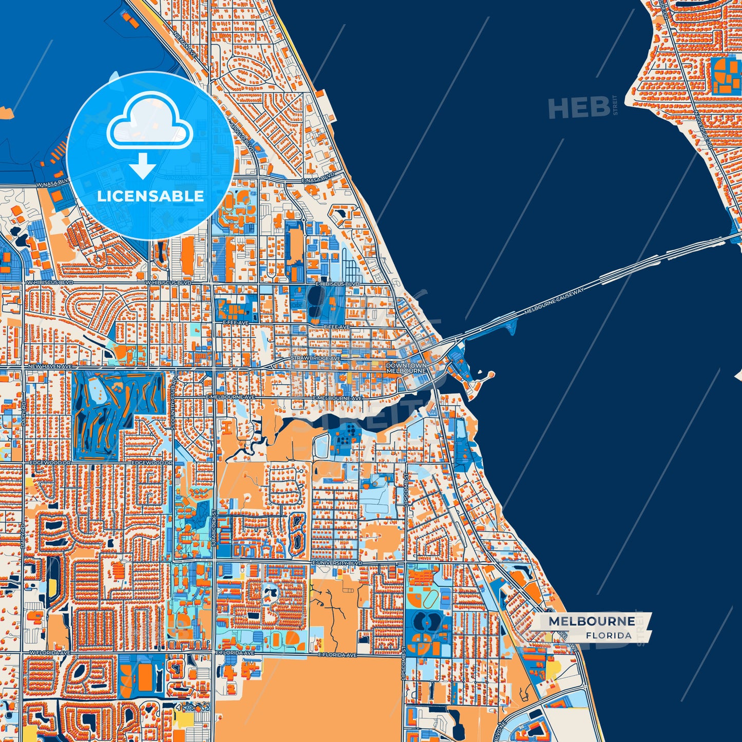 Canvas Print Template of Melbourne Street Map