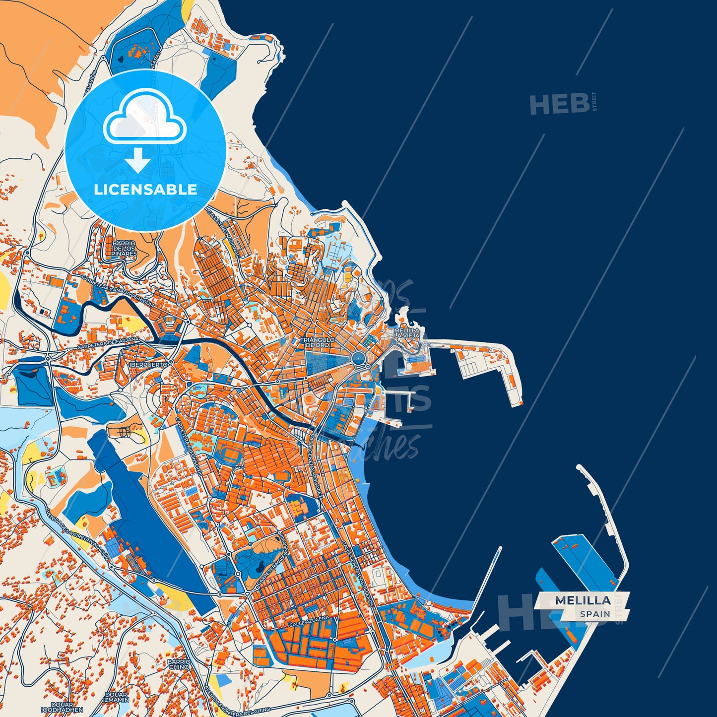 Canvas Print Template of Melilla Street Map