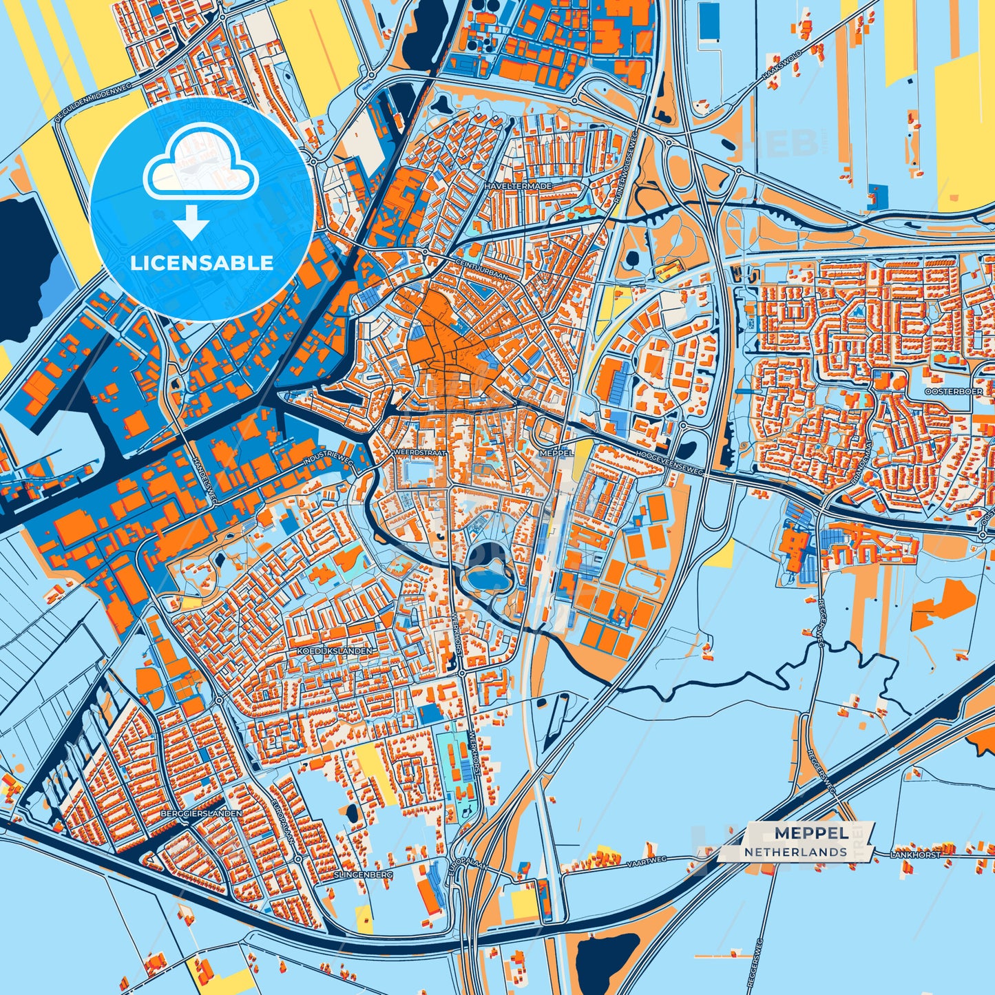 Canvas Print Template of Meppel Street Map