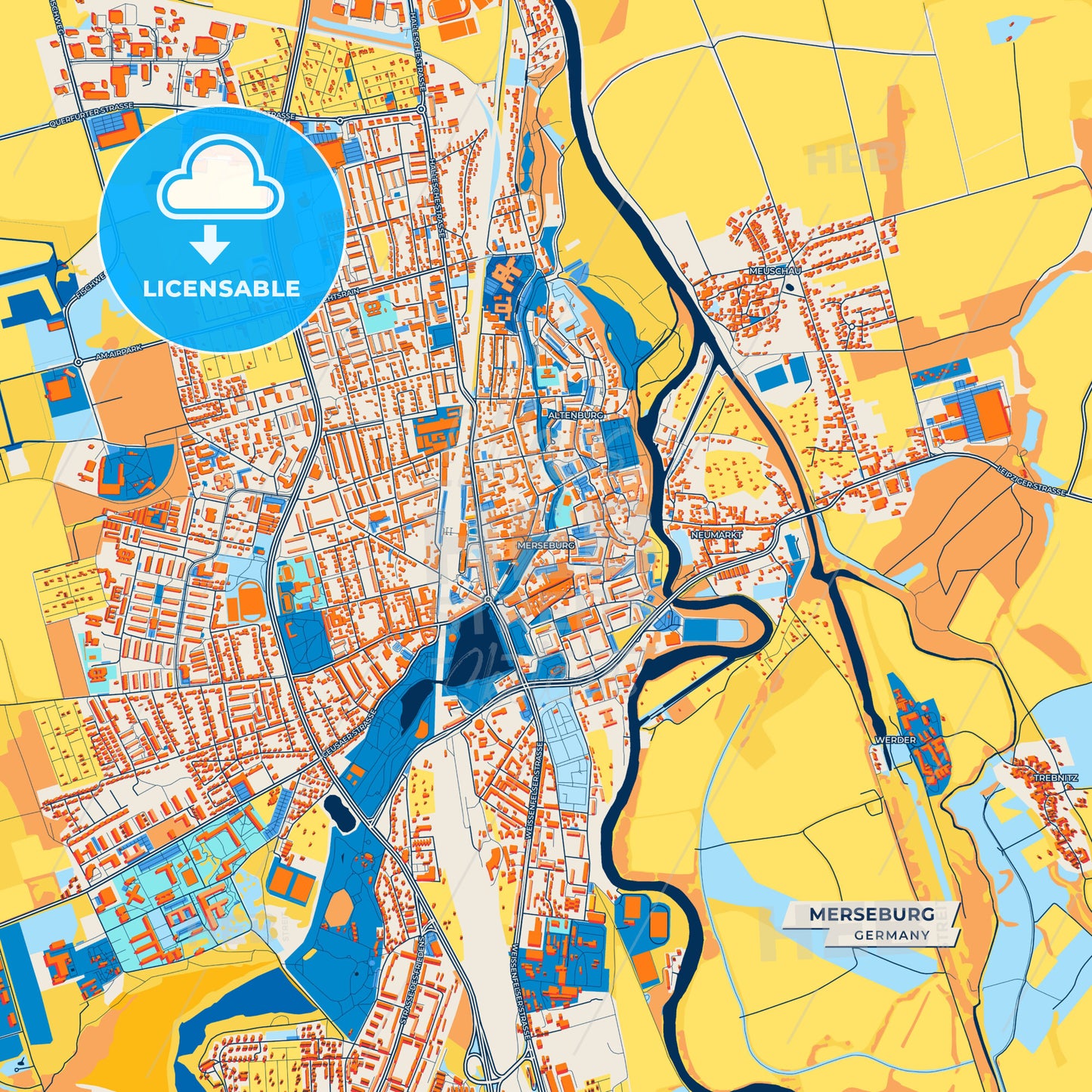 Canvas Print Template of Merseburg Street Map